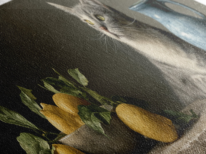 Italian Lemon Branch Canvas Print, Dining Room Art, Kitchen Wall Decor, Dining Room Decor, Oil Painting, Dining, DRA-3x1-93