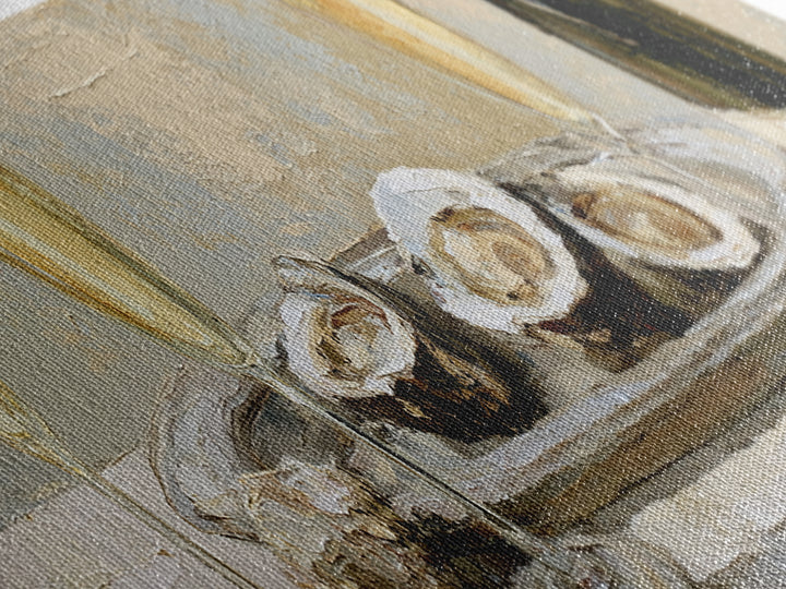 Elegant Oyster and Champagne Still Life Canvas Print, Dining Room Art, Gallery Decor, Dining Room Decor, Oil Painting, Dining, DRA-3x1-95