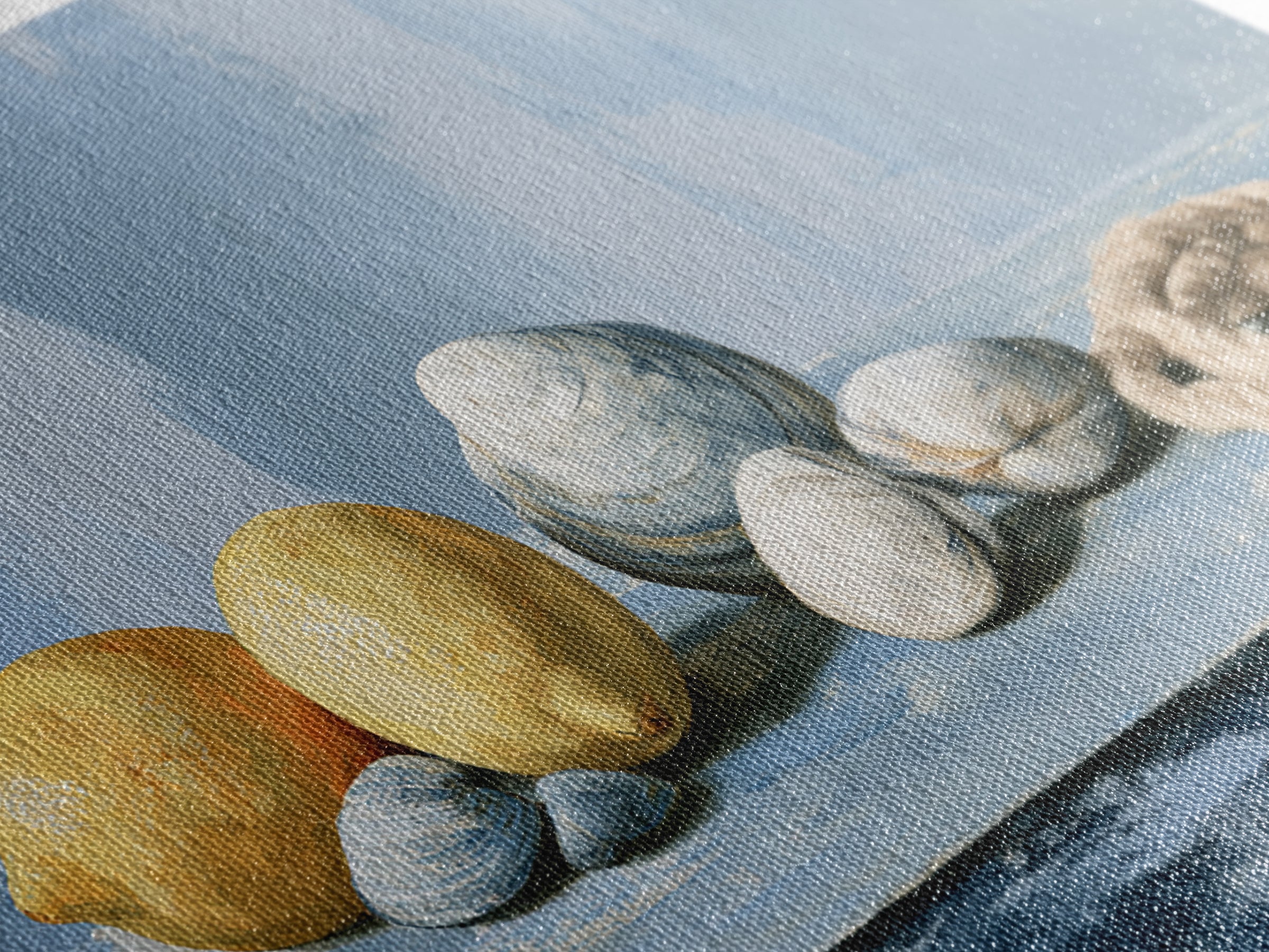 Shellfish and Lemon Still Life Framed Canvas Print, Dining Room Art, Large Wall Art, Dining Room Decor, Fine Art, Dining, DRA-3x2-20