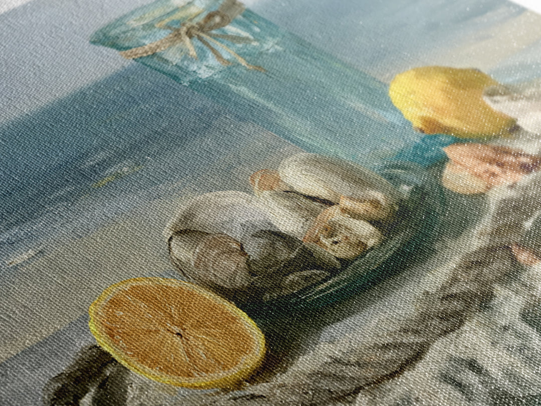 Shellfish and Lemon Still Life Canvas Print, Dining Room Art, Kitchen Wall Art, Dining Room Decor, Watercolor Art, Dining, DRA-3x2-44