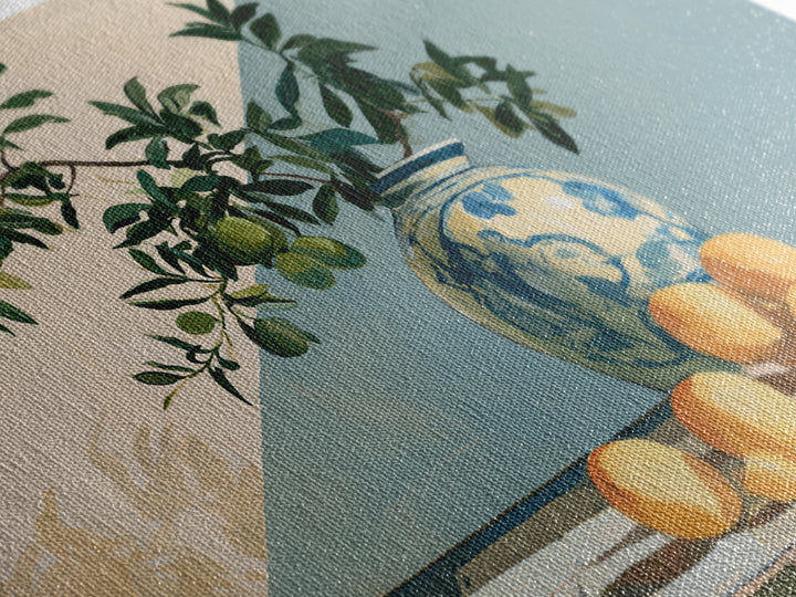 Mediterranean Olive Branch and Citrus Arrangement Canvas Print, Dining Room Art, 3 Piece Wall Art, Dining Room Decor, Dining, DRA-3x2-64