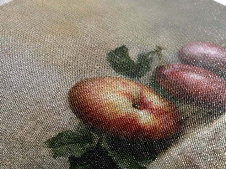 Peach and Plum Still Life Canvas Print, Dining Room Art, Kitchen Wall Decor, Dining Room Decor, Dining, Statement Artwork, DRA-3x2-72