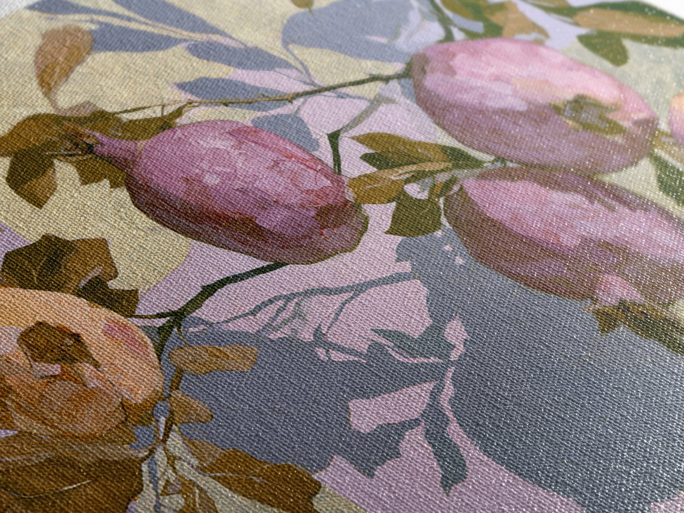 Pomegranate and Gold Leaf Botanical Study Canvas Print, Dining Room Art, Coastal Decor, Dining Room Decor, Fine Art, Dining, DRA-3x2-84