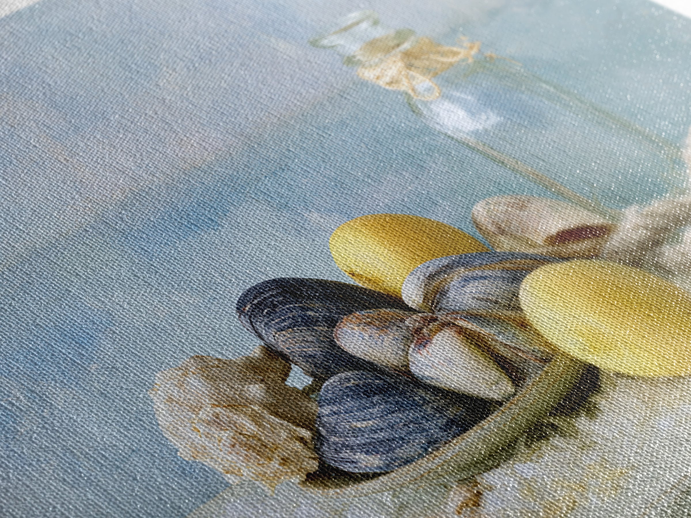 Shellfish and Lemon Still Life Framed Canvas Print, Dining Room Art, Trendy Wall Art, Dining Room Decor, Fine Art, Dining, DRA-3x2-92