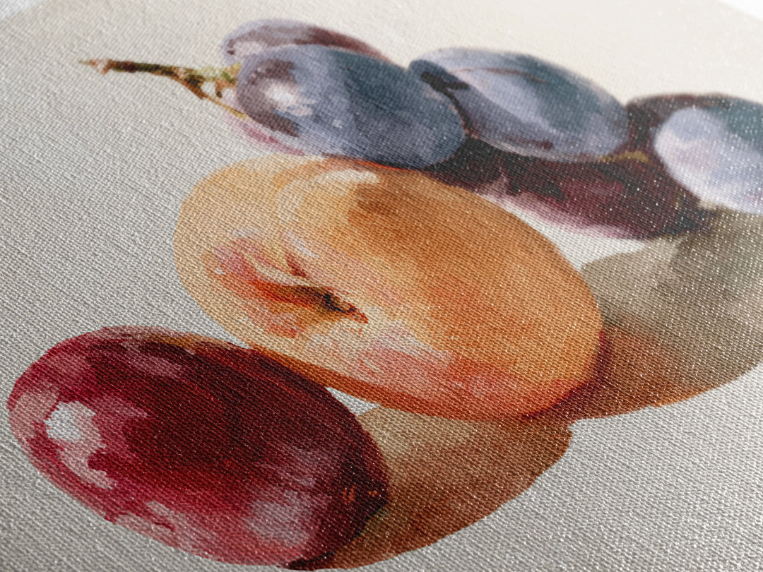 Peach and Plum Still Life Framed Canvas Print, Dining Room Art, Food Art, Dining Room Decor, Fine Art, Dining, DRA-3x2-96