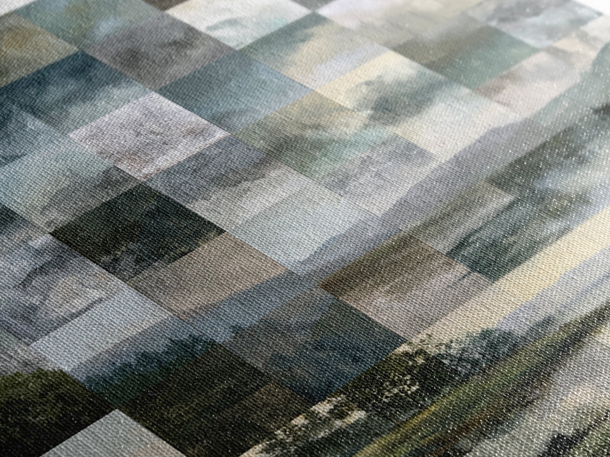Bohemian Patchwork Landscape Framed Canvas Print, Eclectic Art, Room Decor, Living Room Decor, Oil Painting, Eclectic, ECL-1x1-48