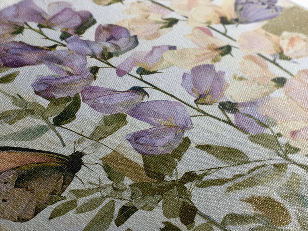 Botanical Collage with Butterflies and Old Paper Canvas Print, Eclectic Art, Digital Prints, Living Room Decor, Eclectic, ECL-1x1-61