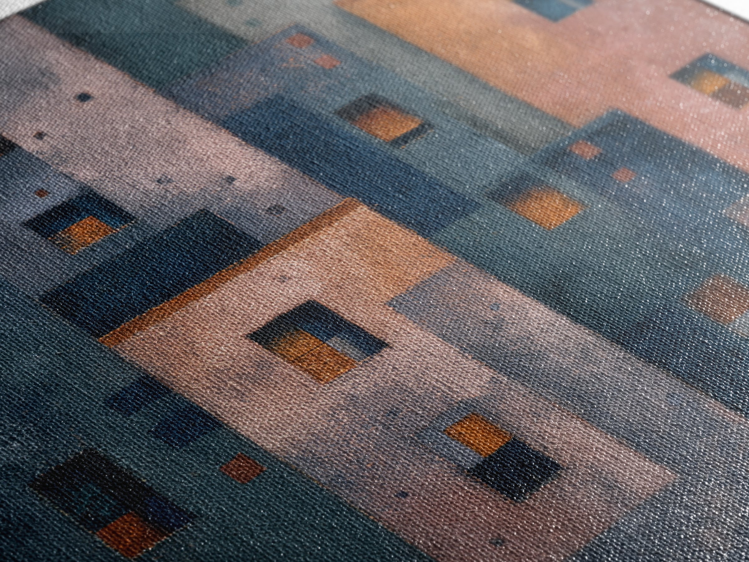 Playful Checkerboard Landscape Canvas Print, Eclectic Art, Boho, Living Room Decor, Oil Painting, Eclectic, Unique Wall Art, ECL-1x1-81