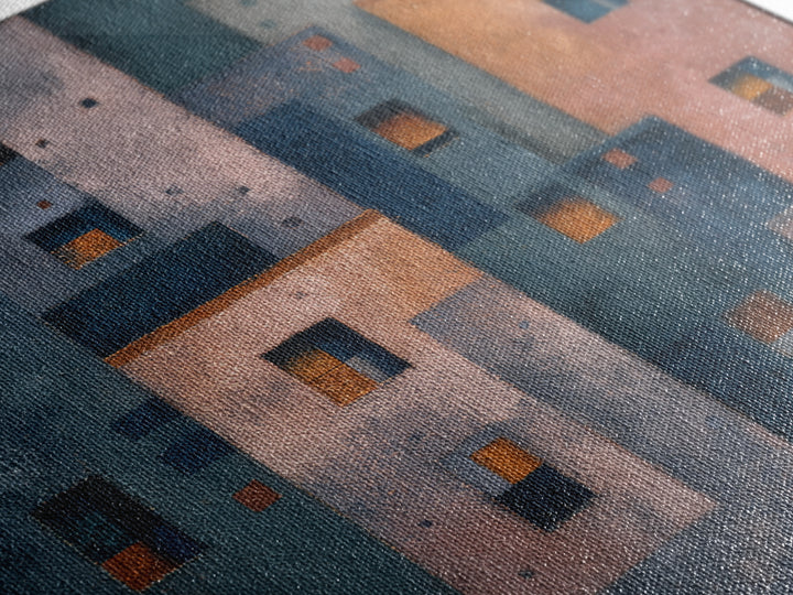 Playful Checkerboard Landscape Canvas Print, Eclectic Art, Boho, Living Room Decor, Oil Painting, Eclectic, Unique Wall Art, ECL-1x1-81
