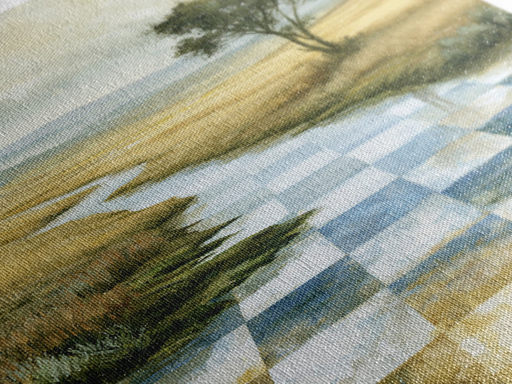 Playful Checkerboard Landscape Framed Canvas Print, Eclectic Art, Dopamine Decor, Living Room Decor, Fine Art, Eclectic, ECL-2x3-17
