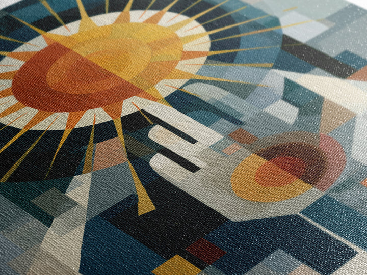Geometric Sun and Hand Motif Canvas Print, Eclectic Art, Printable Wall Art, Living Room Decor, Abstract Art, Eclectic, ECL-2x3-95