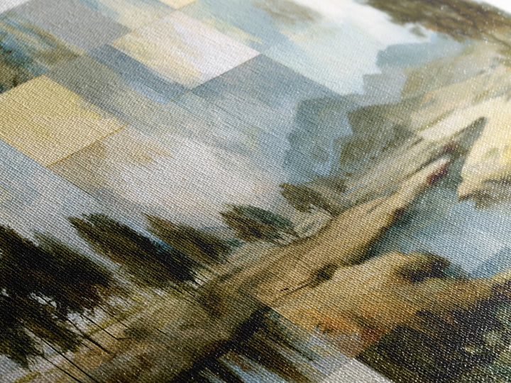 Bohemian Patchwork Landscape Canvas Print, Eclectic Art, Wall Decor, Living Room Decor, Fine Art, Eclectic, Boho, Artwork, ECL-3x1-88