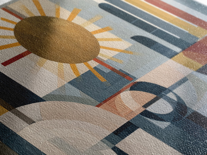 Geometric Sun and Hand Motif Canvas Print, Eclectic Art, Fine Art Print, Living Room Decor, Abstract Art, Eclectic, ECL-3x2-67