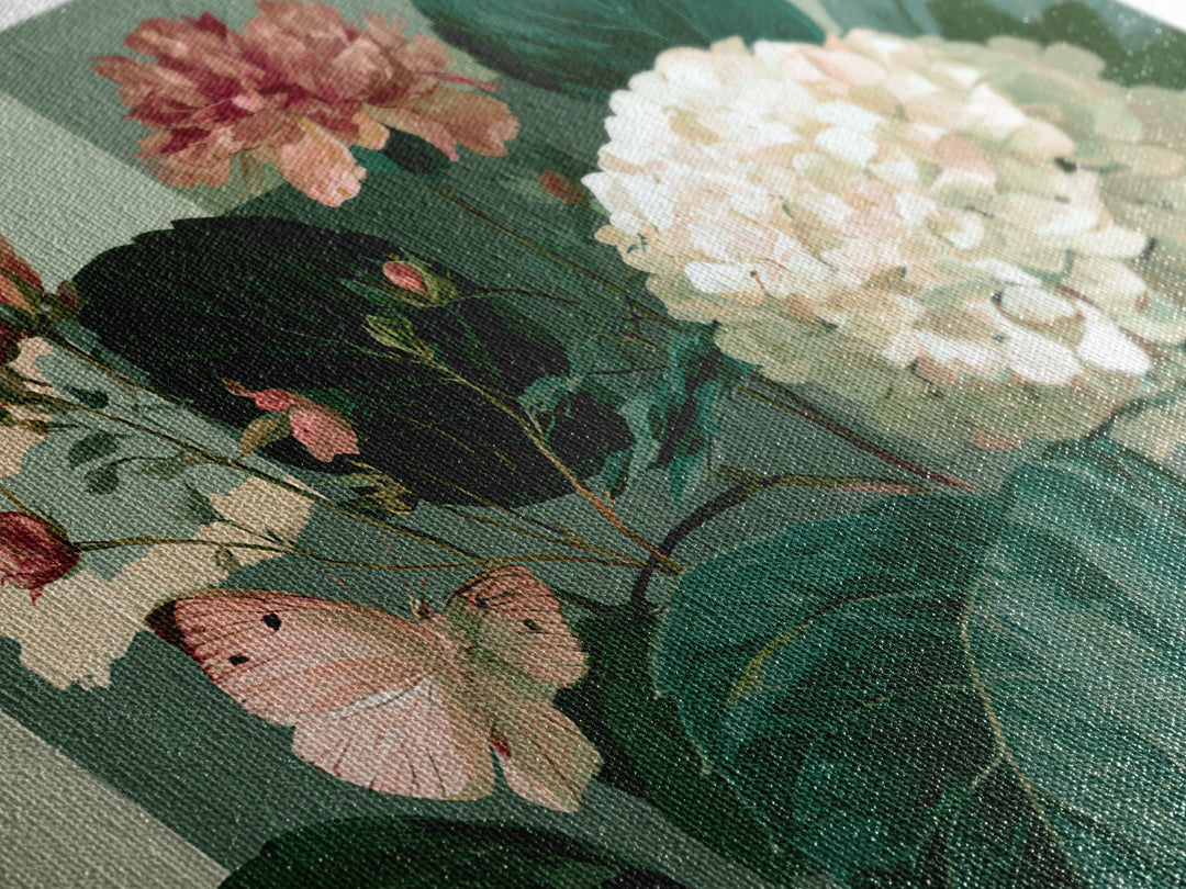 Botanical Collage with Butterflies and Old Paper Canvas Print, Eclectic Art, Printable, Living Room Decor, Fine Art, Eclectic, ECL-3x2-89