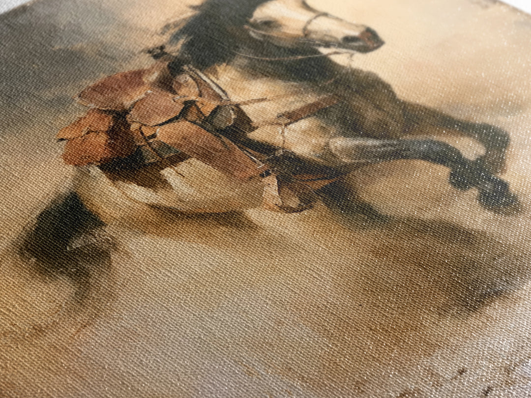 Galloping Horse in Golden Dust and Sunlight Canvas Print, Equestrian Art, Gallery Wall Art, Living Room Decor, Equestrian, EQU-1x1-1