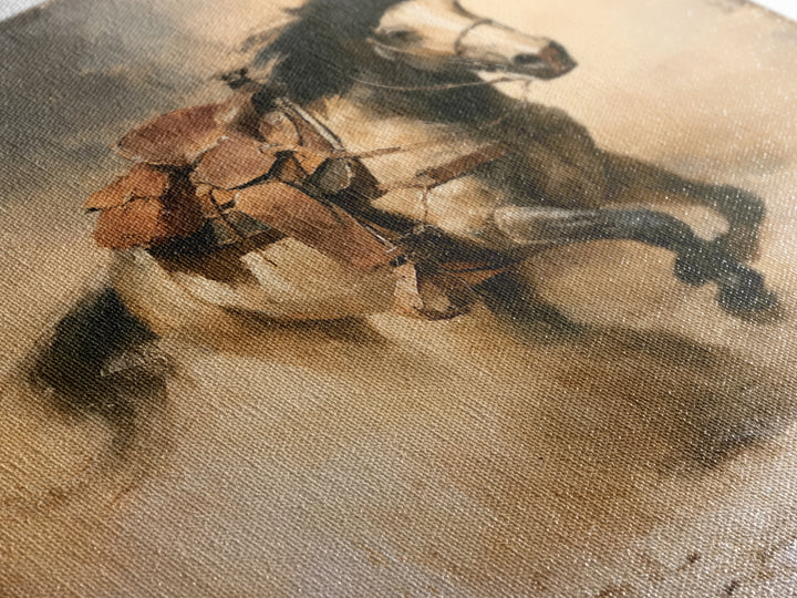 Galloping Horse in Golden Dust and Sunlight Canvas Print, Equestrian Art, Gallery Wall Art, Living Room Decor, Equestrian, EQU-1x1-1