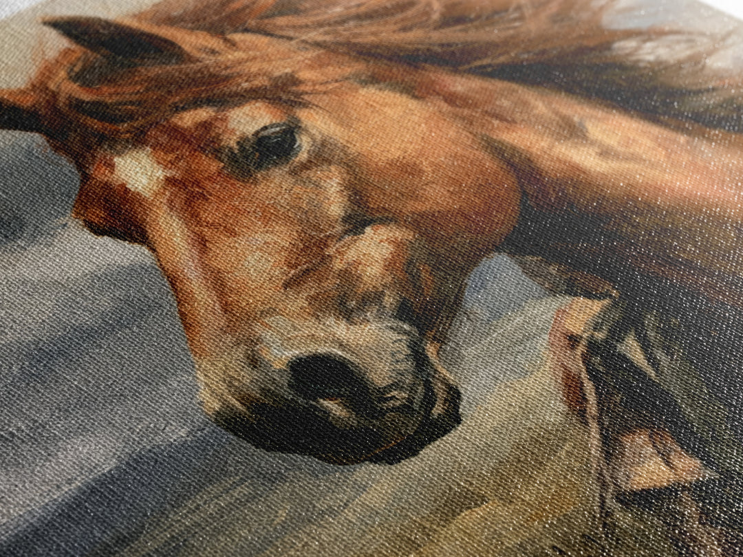 Chestnut Horse Portrait Framed Canvas Print, Equestrian Art, Statement Artwork, Living Room Decor, Fine Art, Equestrian, EQU-1x1-57