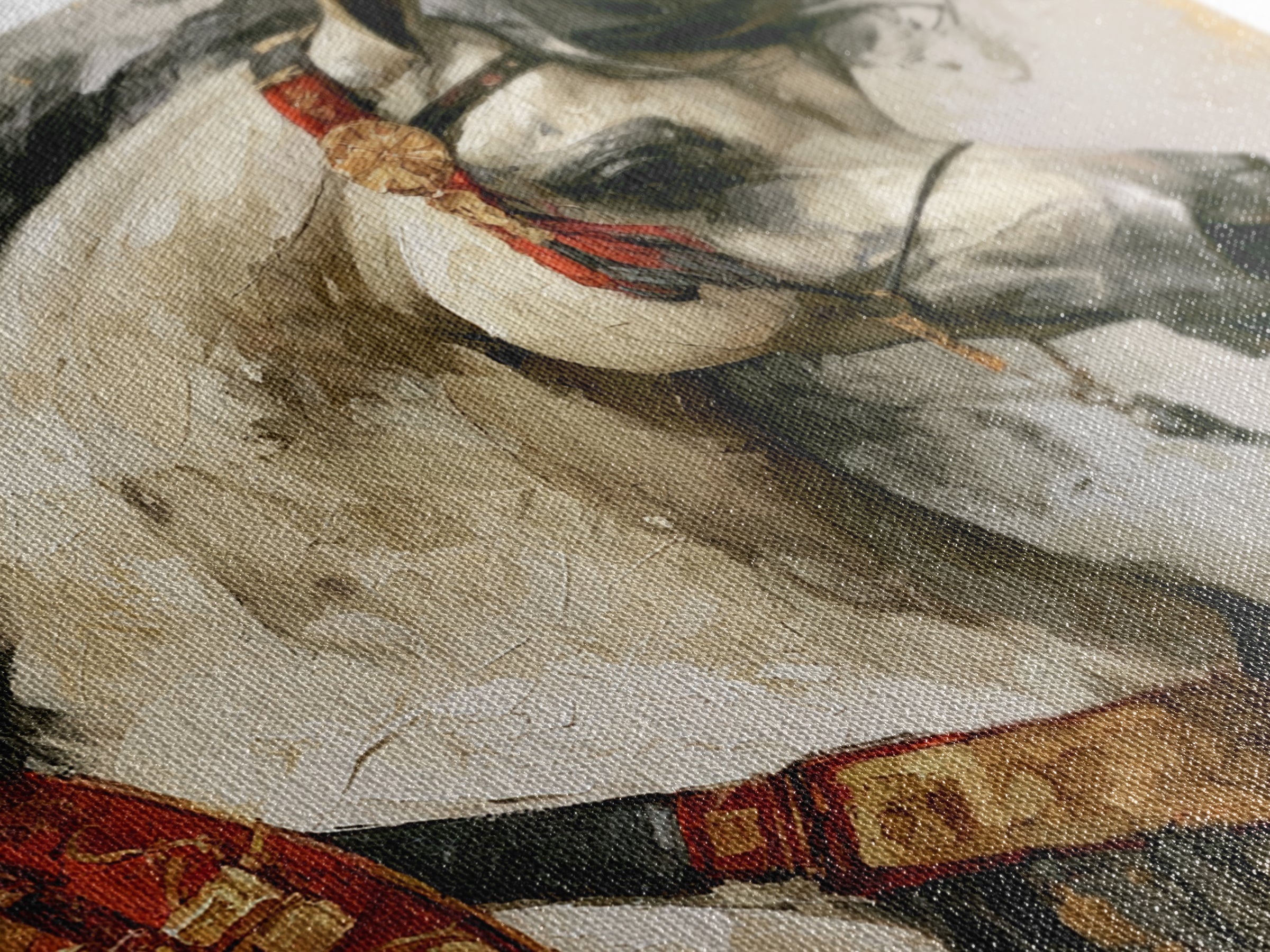 Arabian Horse with Ornate Tack and Silk Canvas Print, Equestrian Art, Antique Oil Painting, Living Room Decor, Equestrian, EQU-1x1-63