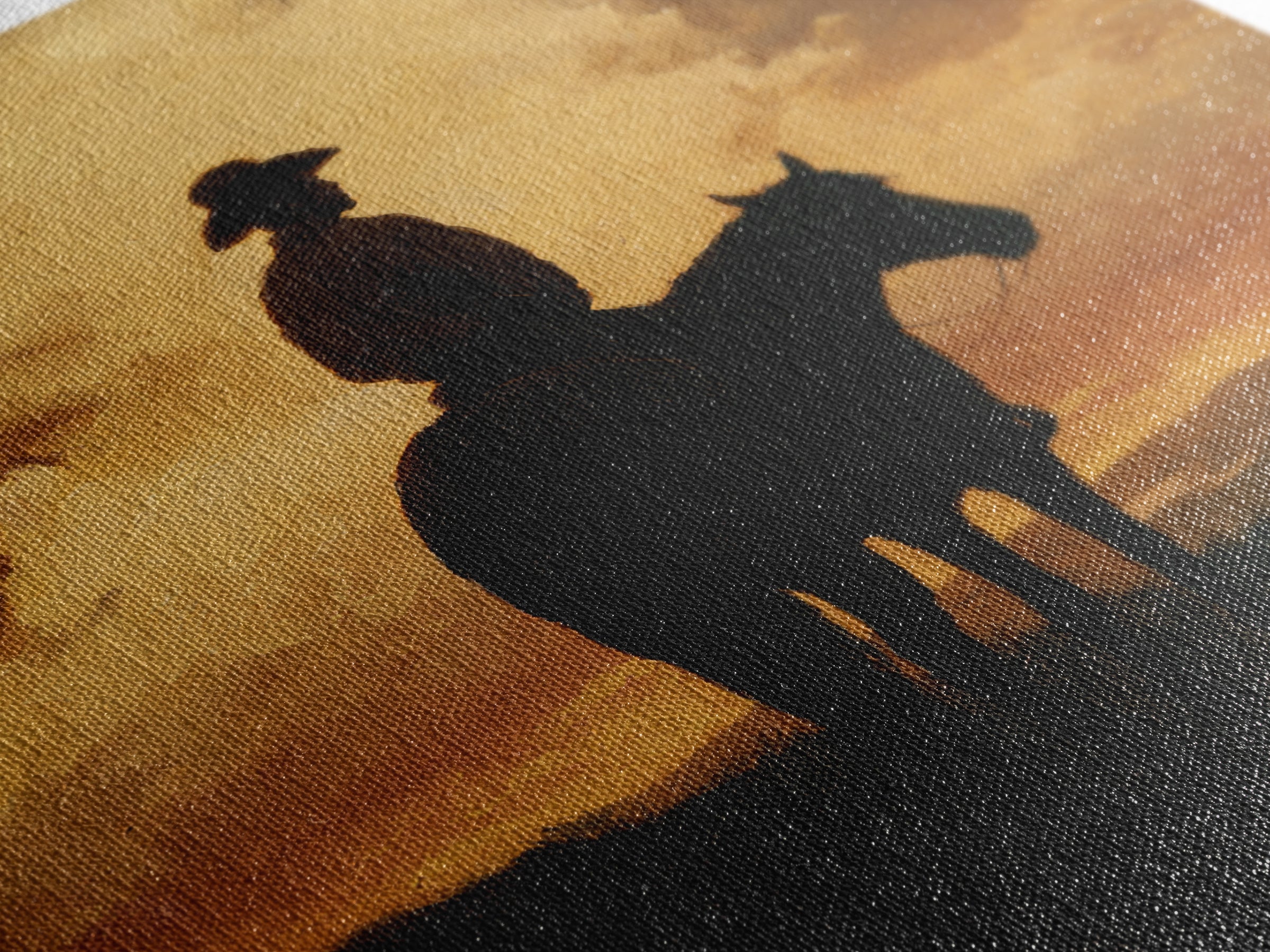 Equestrian Rider Silhouette at Sunrise Canvas Print, Equestrian Art, Wall Art, Living Room Decor, Fine Art, Equestrian, EQU-1x1-99