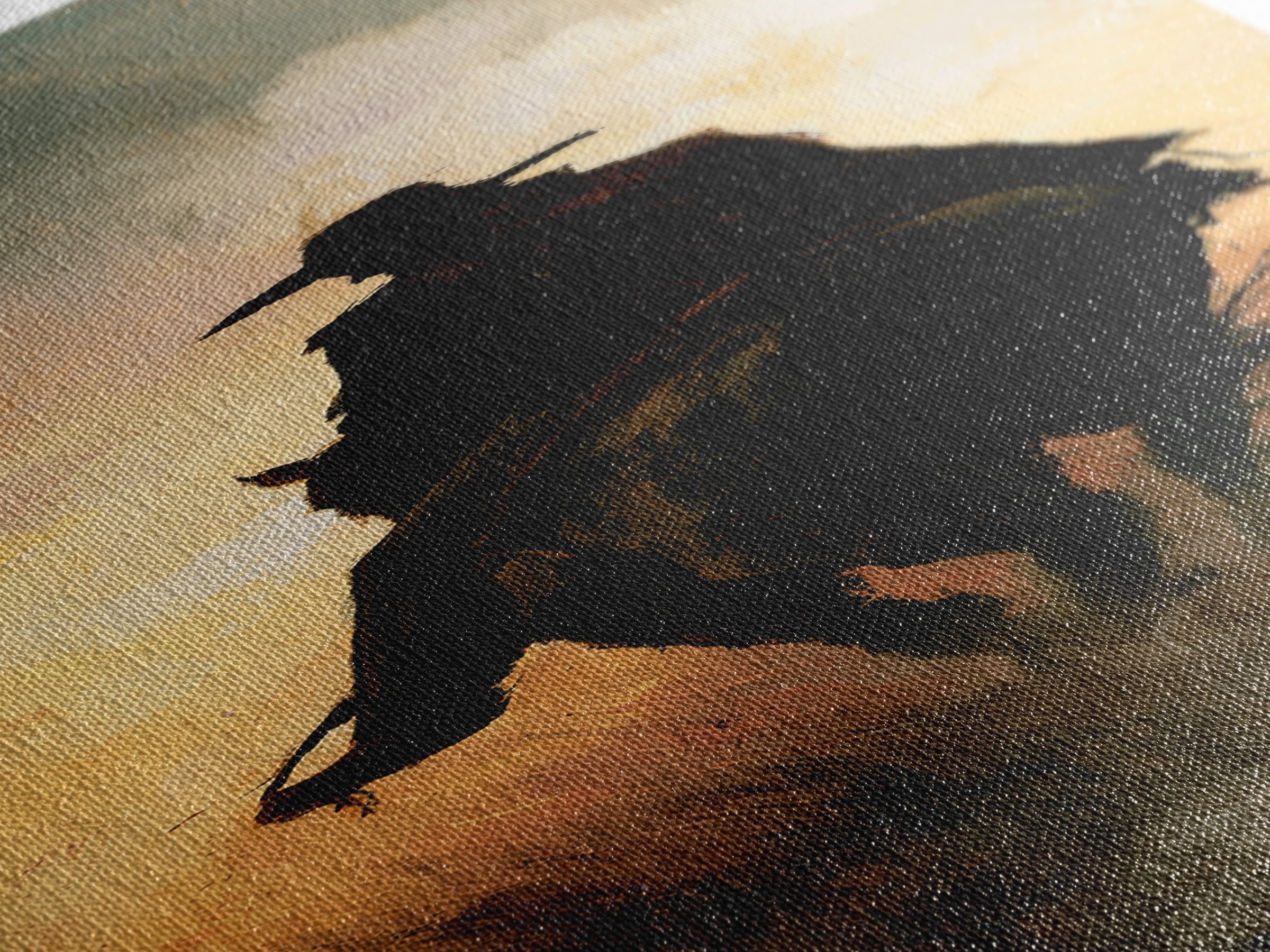 Equestrian Rider Silhouette at Sunrise Framed Canvas Print, Equestrian Art, Living Room Decor, Abstract Art, Equestrian, EQU-1x3-15