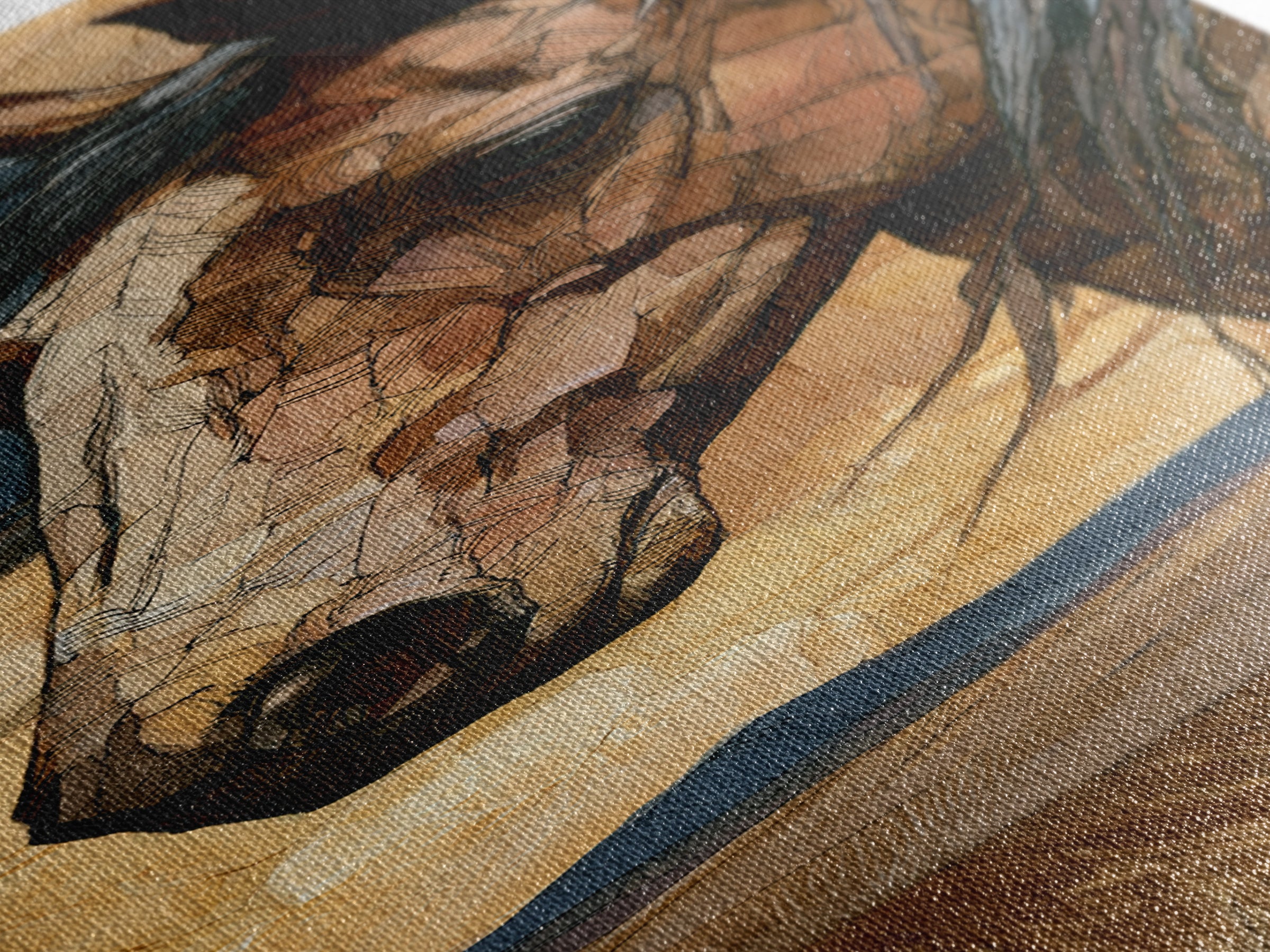 Horse Head Rendered Canvas Print, Equestrian Art, Art Print, Living Room Decor, Abstract Art, Equestrian, Large Wall Art, EQU-1x3-90