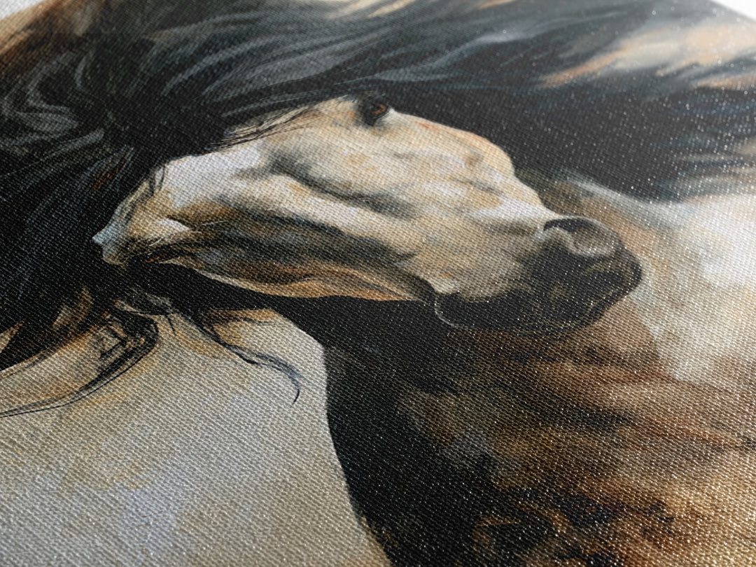Horse Mane Flowing Like Abstract Waves Framed Canvas Print, Equestrian Art, Room Decor, Living Room Decor, Fine Art, Equestrian, EQU-2x3-51