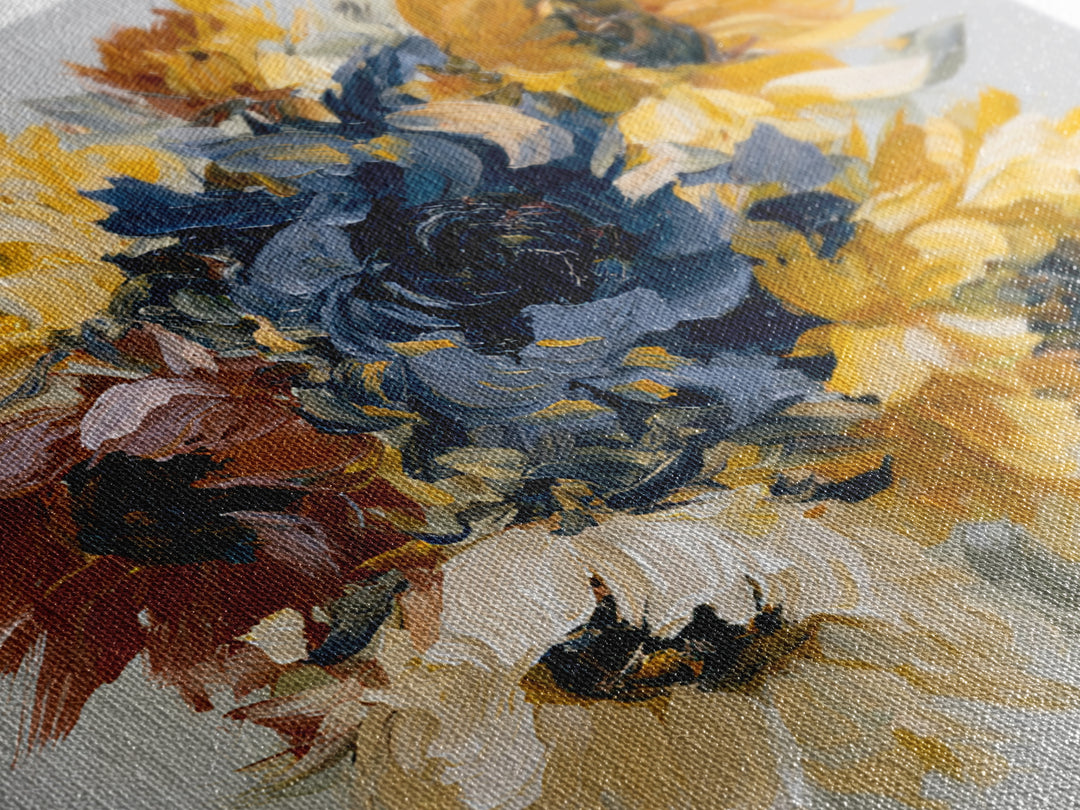 Sunflowers Twisting in Intense Painted Energy Canvas Print, Expressionist Art, Gallery Decor, Living Room Decor, Expression, EXP-1x1-32