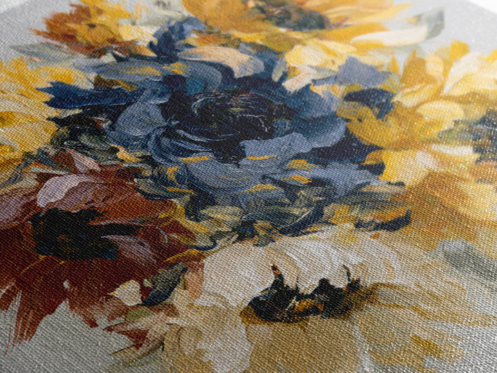 Sunflowers Twisting in Intense Painted Energy Canvas Print, Expressionist Art, Gallery Decor, Living Room Decor, Expression, EXP-1x1-32