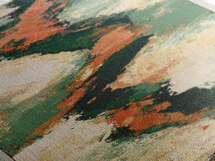 Garden Path with Thick Green and Orange Canvas Print, Expressionist Art, Fine Art Print, Living Room Decor, Expression, EXP-1x3-50
