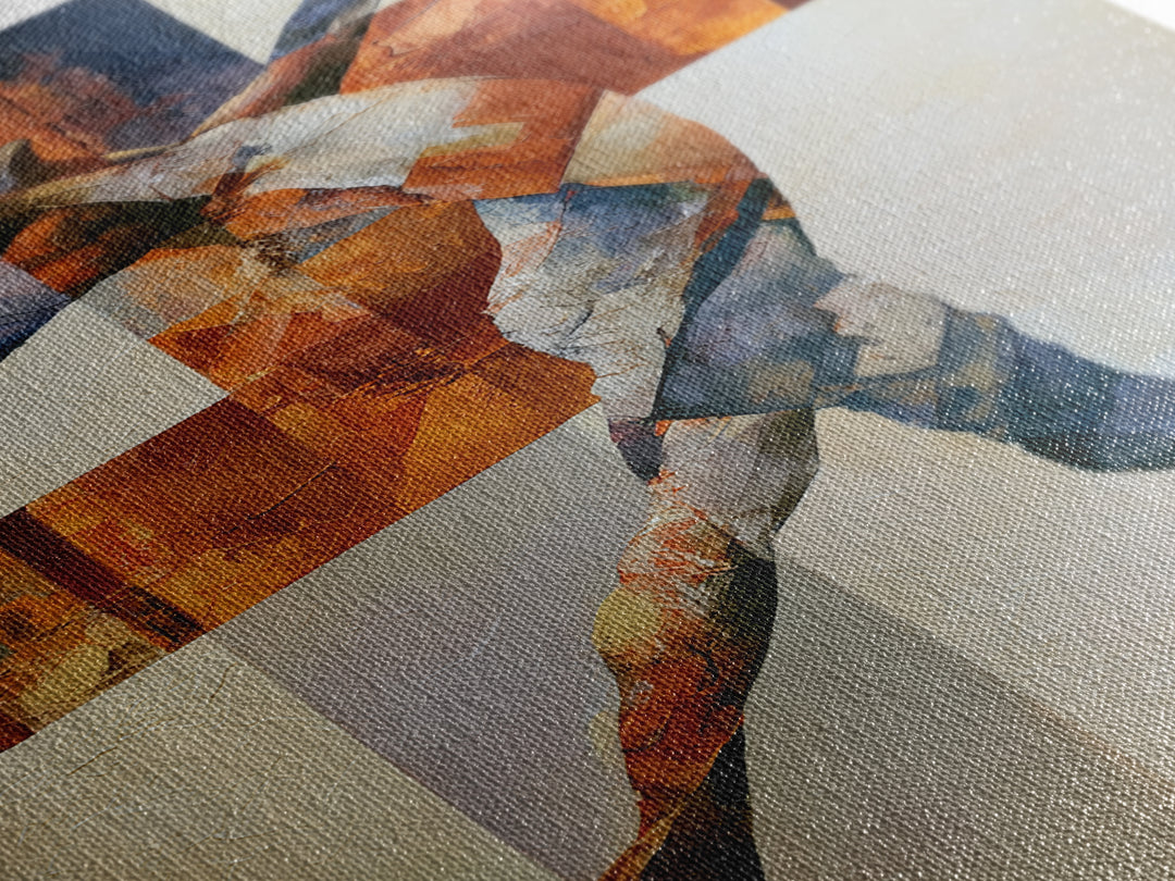 Dancer Figure Fractured into Vibrant Movement Canvas Print, Expressionist Art, Digital Wall Art, Living Room Decor, Expression, EXP-2x3-60