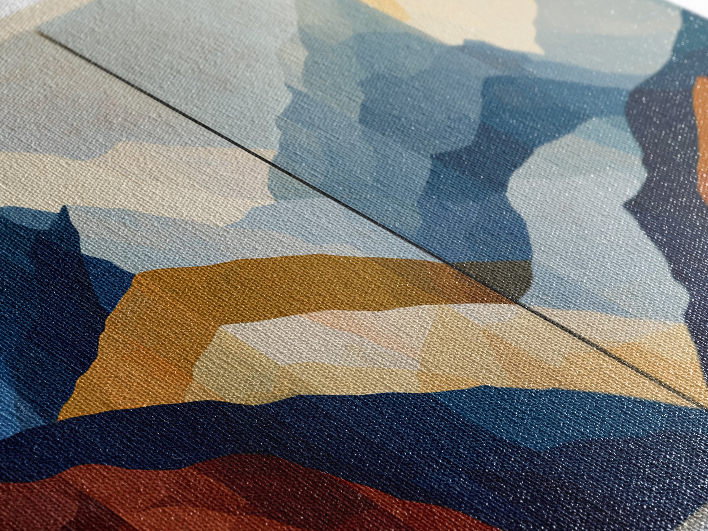 Mountain Landscape in Vibrating Color Bands Canvas Print, Expressionist Art, Unique Wall Art, Living Room Decor, Expression, EXP-3x2-1