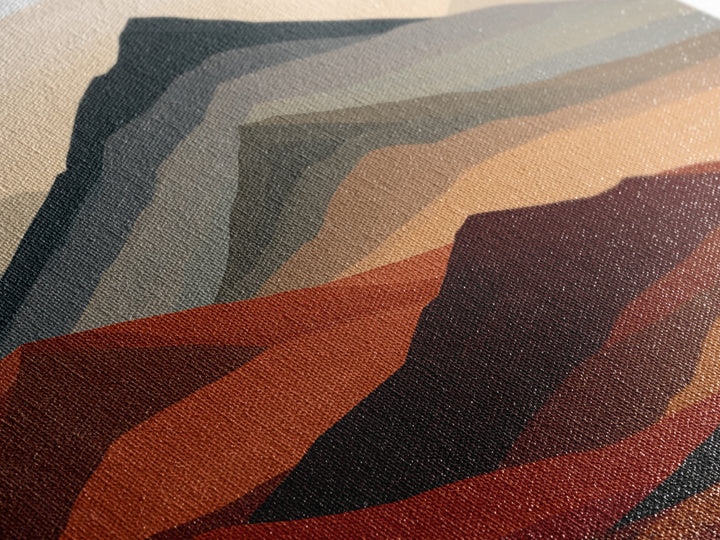 Mountain Landscape in Vibrating Color Bands Canvas Print, Expressionist Art, Moody Wall Art, Living Room Decor, Expression, EXP-3x2-25