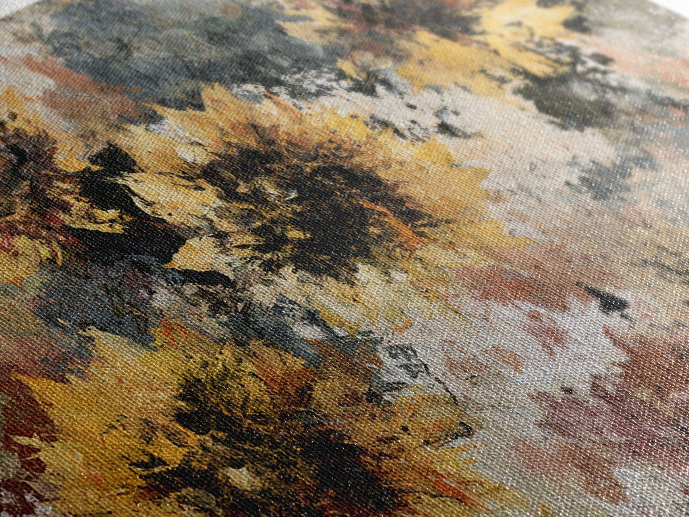 Sunflowers Twisting in Intense Painted Energy Canvas Print, Expressionist Art, Textured Painting, Living Room Decor, Expression, EXP-3x2-60