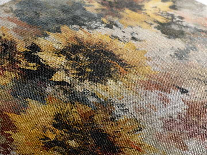 Sunflowers Twisting in Intense Painted Energy Canvas Print, Expressionist Art, Textured Painting, Living Room Decor, Expression, EXP-3x2-60