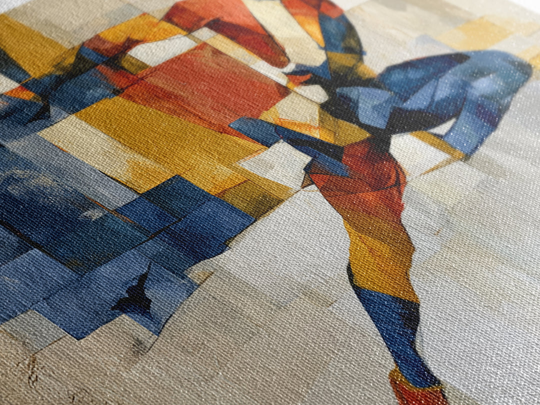 Dancer Figure Fractured into Vibrant Movement Canvas Print, Expressionist Art, Home Decor, Living Room Decor, Expression, EXP-3x2-80