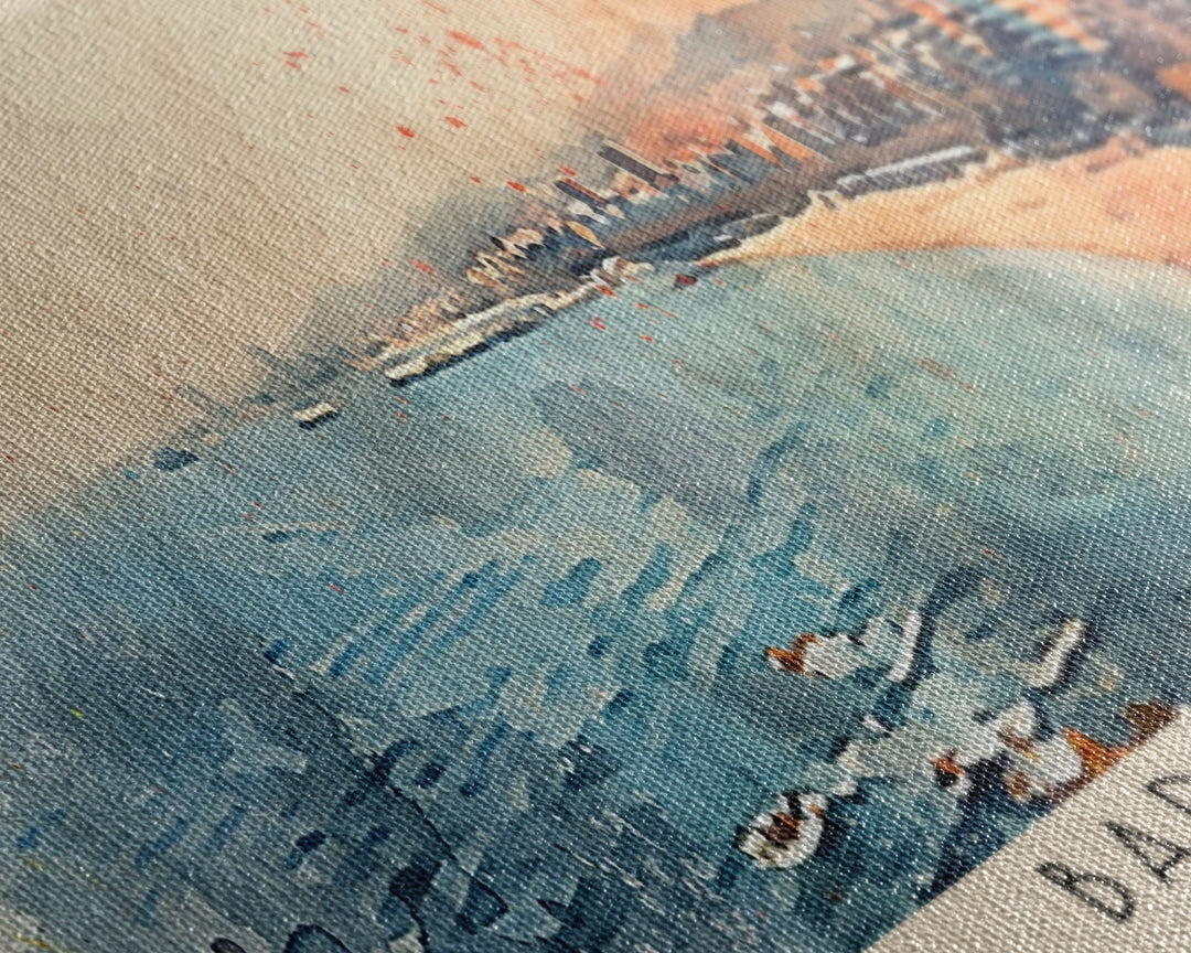 Badalona Spain Travel Print Wall Art, Panoramic City Art, Travel Art, Wall Decor, Vacation Gift, Framed Canvas Print Or Metal Art