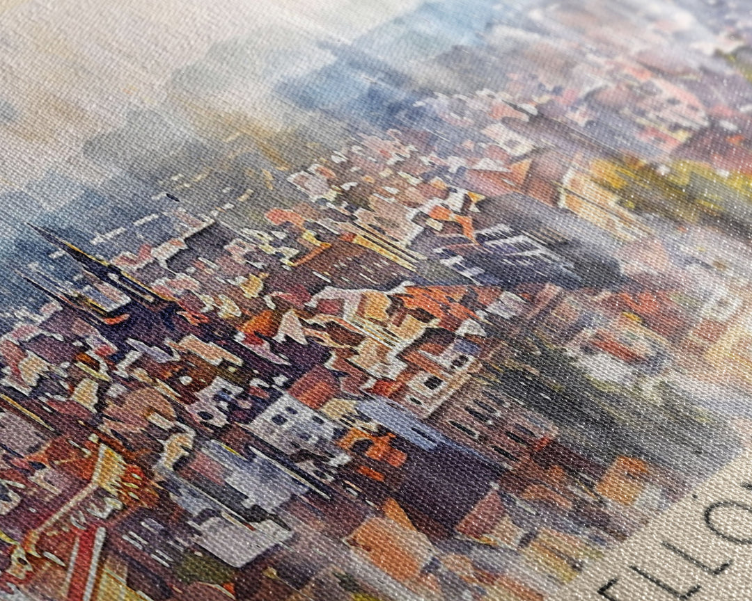 Castellon de la Plana Spain Wall Art, Panoramic Travel Poster, Panoramic Framed Canvas Print, City Wall Art, Wall Hanging Home Decor, Travel Art