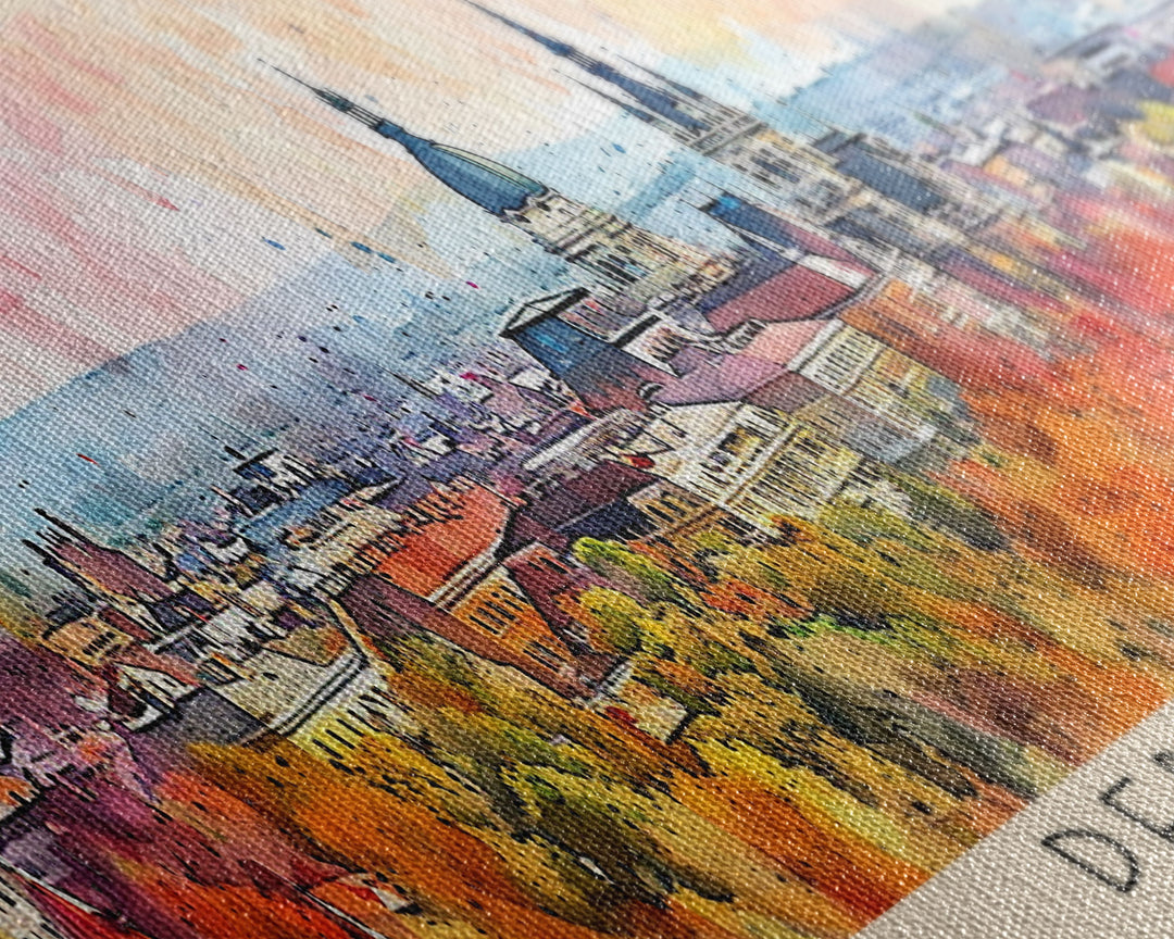 Debrecen Hungary Panoramic Travel Poster, Framed Canvas Print or Metal Wall Art, Travel Art, Home Decor, Panoramic Painting, Midcentury Art