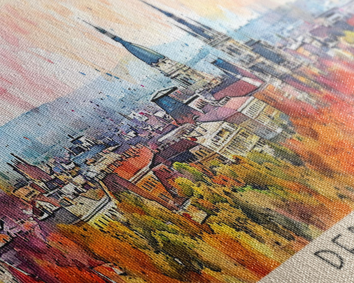 Debrecen Hungary Panoramic Travel Poster, Framed Canvas Print or Metal Wall Art, Travel Art, Home Decor, Panoramic Painting, Midcentury Art