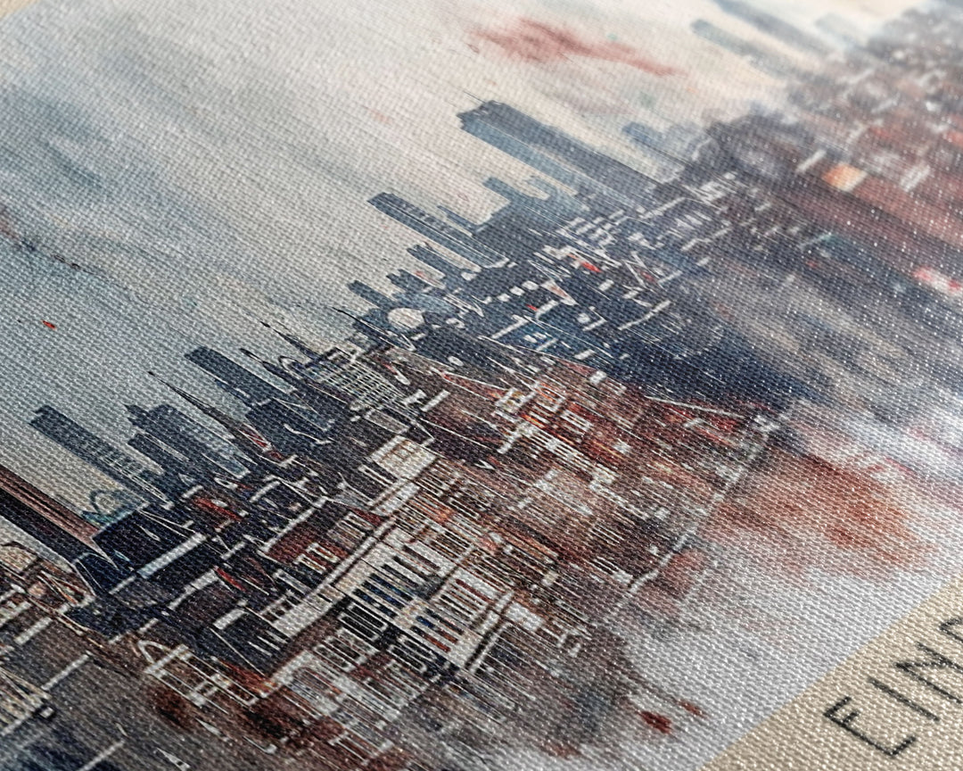 Eindhoven Netherlands Panoramic Travel Poster, Framed Canvas Print or Metal Wall Art, Travel Art, Home Decor, Panoramic Painting, Midcentury Art