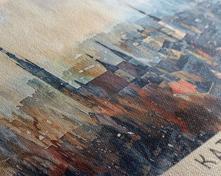 Katowice Poland Wall Art, Panoramic Travel Poster, Panoramic Framed Canvas Print, City Wall Art, Wall Hanging Home Decor, Travel Art