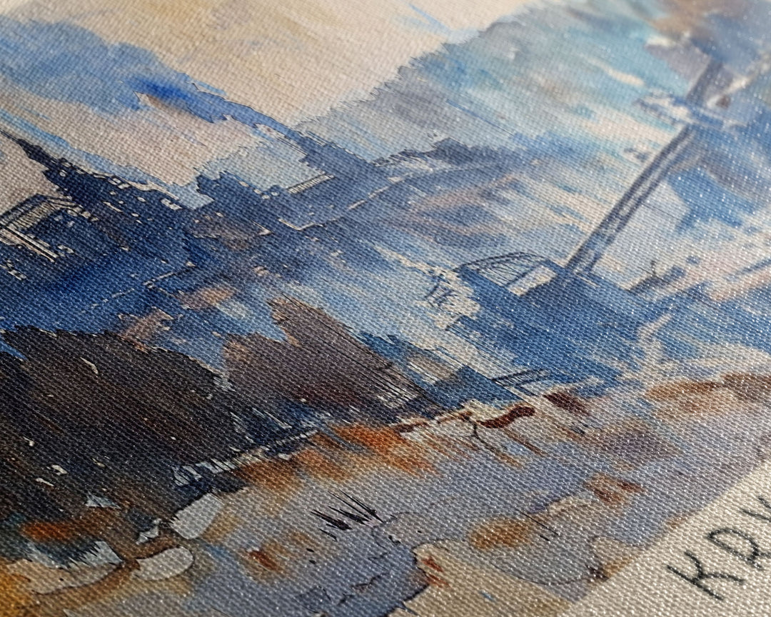 KryvyiRih Ukraine Panoramic Travel Poster, Framed Canvas Print or Metal Wall Art, Travel Art, Home Decor, Panoramic Painting, Midcentury Art