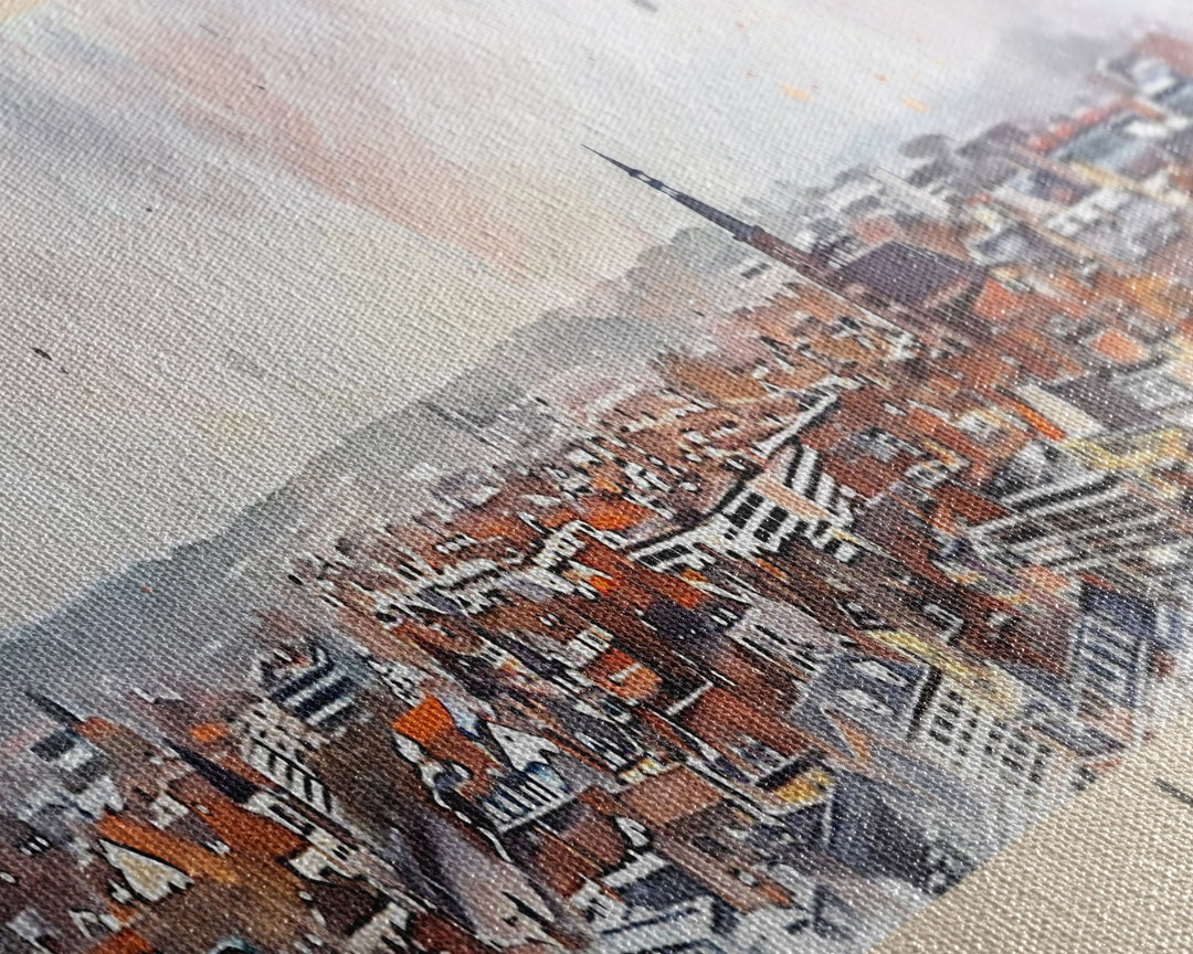 Liege Belgium Panoramic Travel Poster, Framed Canvas Print or Metal Wall Art, Travel Art, Home Decor, Panoramic Painting, Midcentury Art