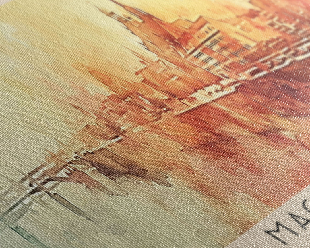 Magdeburg Germany Wall Art, Panoramic Travel Poster, Panoramic Framed Canvas Print, City Wall Art, Wall Hanging Home Decor, Travel Art