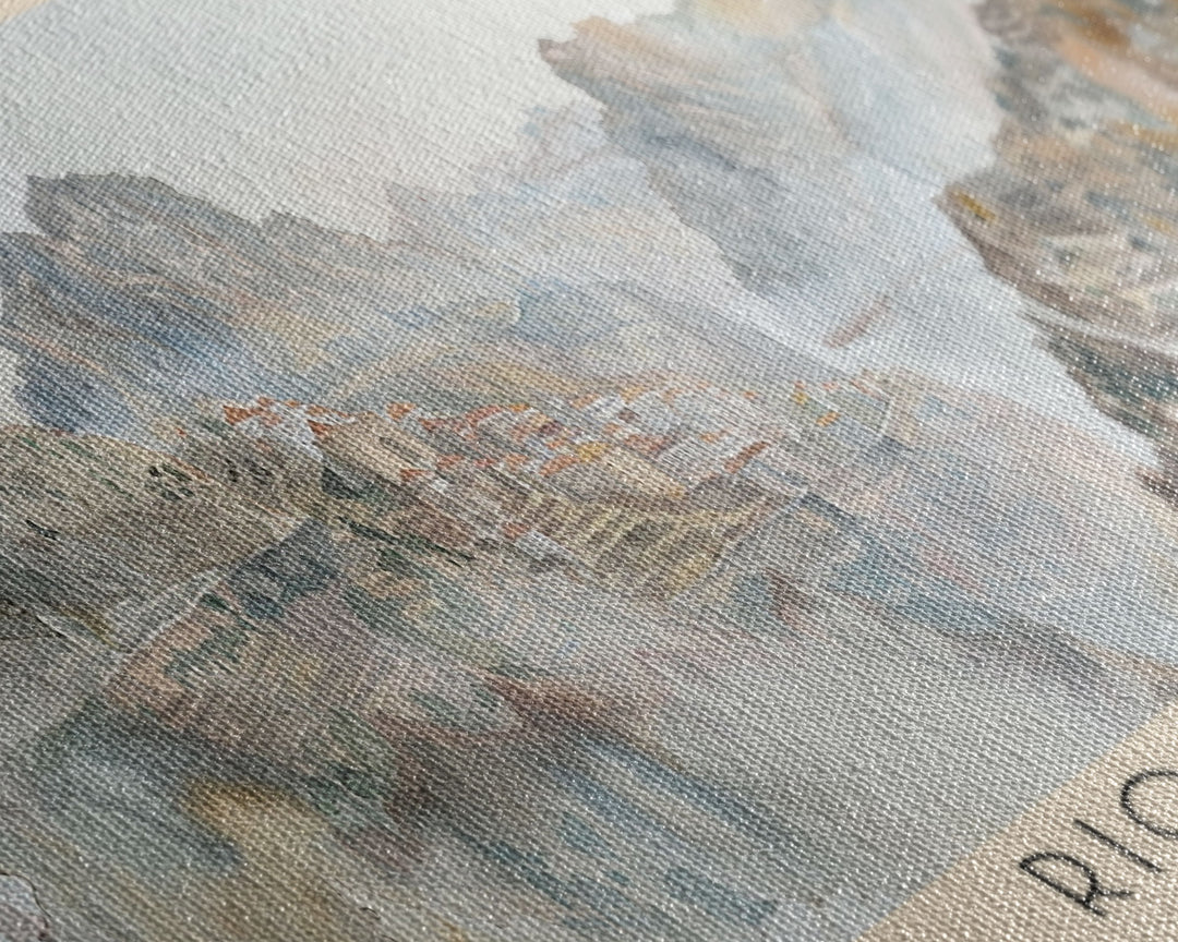 Rio Tinto Panoramic Travel Poster, Framed Canvas Print or Metal Wall Art, Travel Art, Home Decor, Panoramic Painting, Midcentury Art