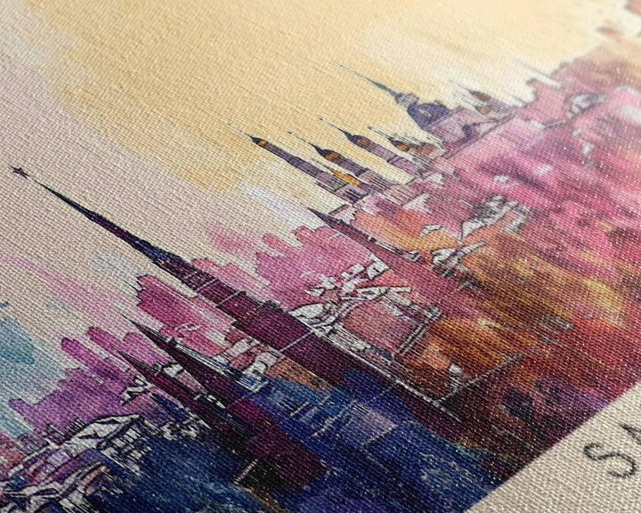 Saransk Russia Panoramic Travel Poster, Framed Canvas Print or Metal Wall Art, Travel Art, Home Decor, Panoramic Painting, Midcentury Art