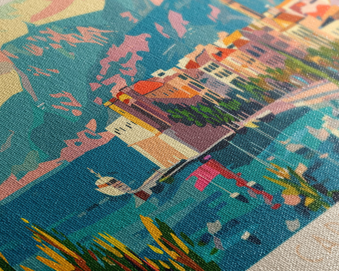 Cartagena Spain Panoramic Travel Poster, Framed Canvas Print or Metal Wall Art, Travel Art, Home Decor, Panoramic Painting, Midcentury Art