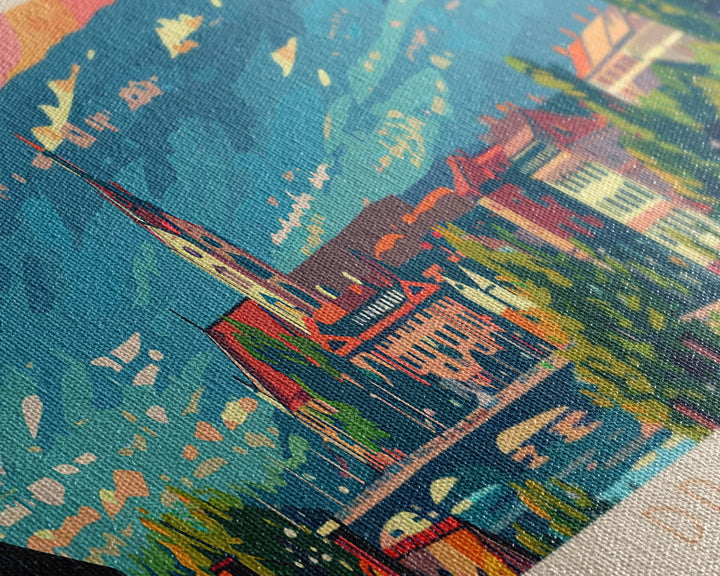 Drammen Norway Travel Print Wall Art, Panoramic City Art, Travel Art, Wall Decor, Vacation Gift, Framed Canvas Print Or Metal Art