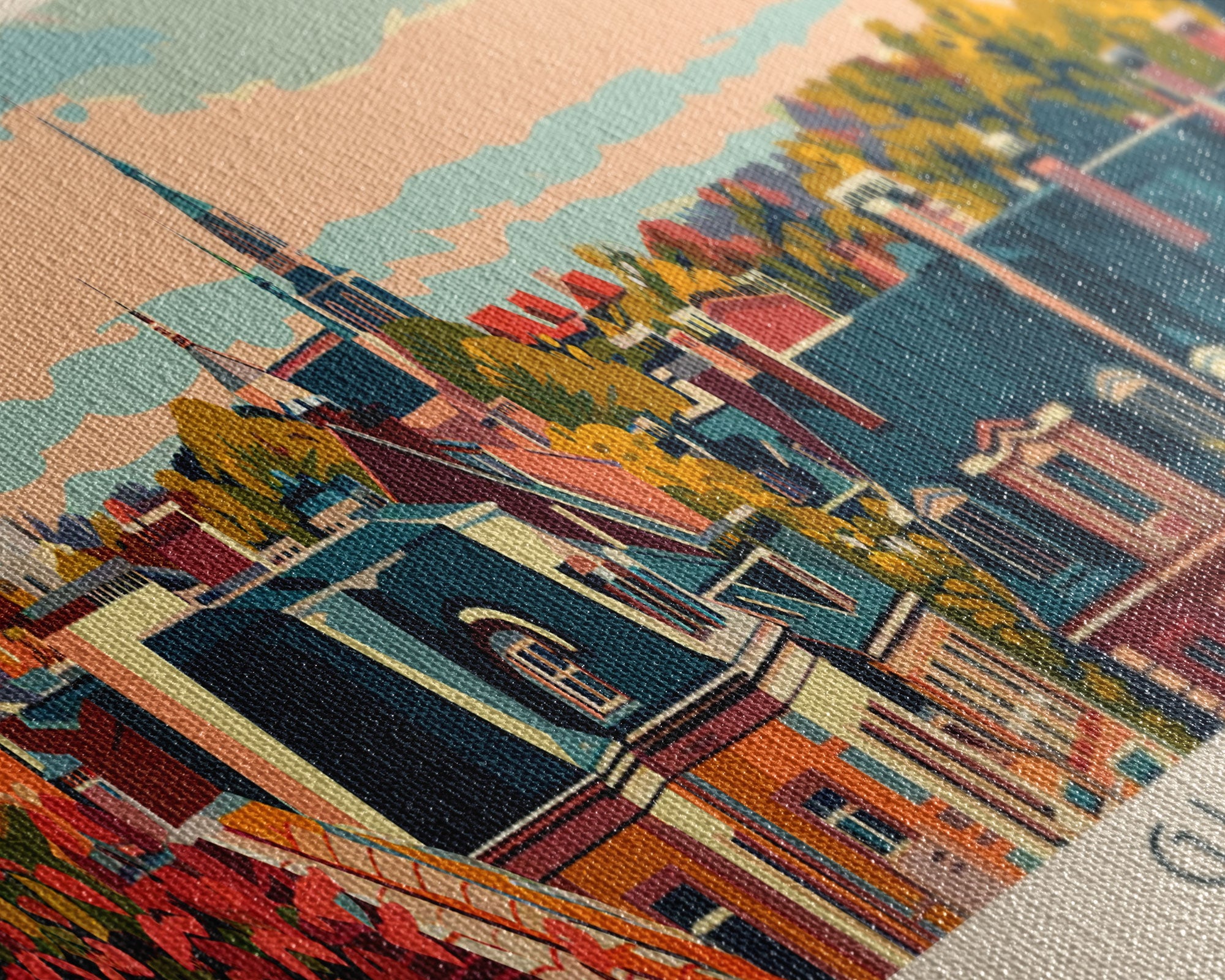 Gliwice Poland Panoramic Travel Poster, Framed Canvas Print or Metal Wall Art, Travel Art, Home Decor, Panoramic Painting, Midcentury Art