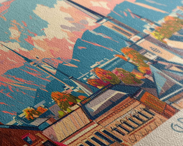 Grozny Russia Panoramic Travel Poster, Framed Canvas Print or Metal Wall Art, Travel Art, Home Decor, Panoramic Painting, Midcentury Art